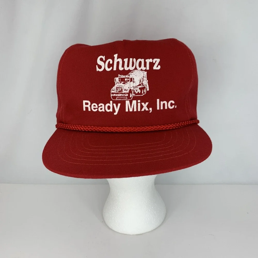 Schwarz Ready Mix Hat Red Rope Ear Flaps Zip Adjustable OSFA Winter Cap Concrete